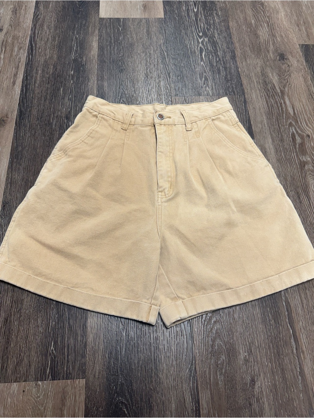 bill blass Beige High-Rise Wide-Leg Shorts